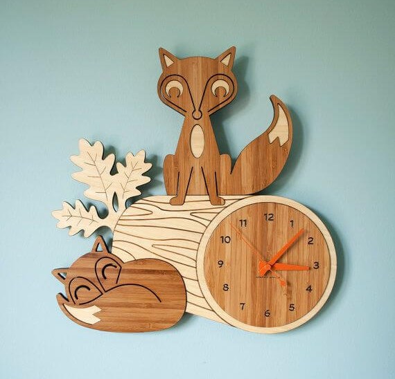 🦊 فایل آماده برش لیزری ساعت دیواری فانتزی روباه