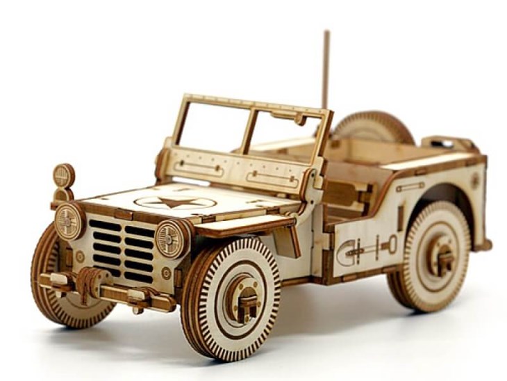 دانلود فایل برش لیزری ماکت جیپ چوبی | طرح آماده لیزر MDF