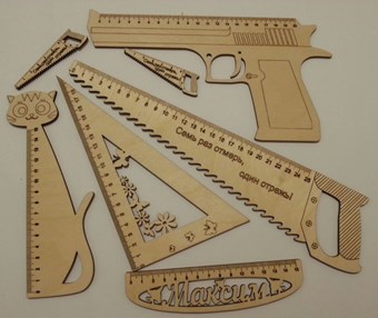 فایل برش لیزری ست خط‌کش‌های چوبی فانتزی | طرح ابزار و حیوانات