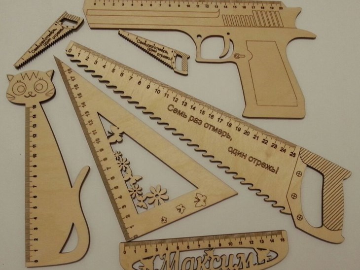 فایل برش لیزری ست خط‌کش‌های چوبی فانتزی | طرح ابزار و حیوانات